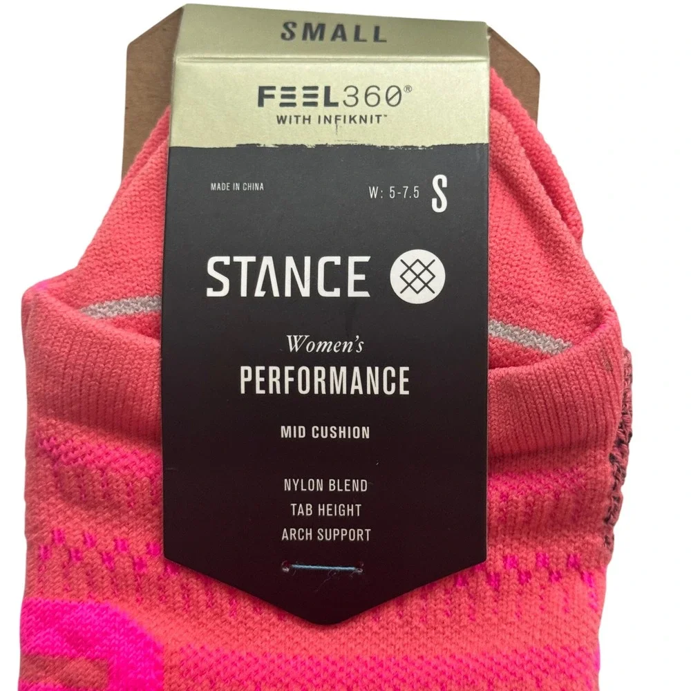 Stance Womens Performance Feel360 Infiknit Tab Socks Pink W258A21CRO Small new